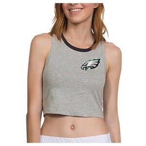 Women's Junk Food Heathered Gray Philadelphia Eagles Banded Crop Tank Top SzS